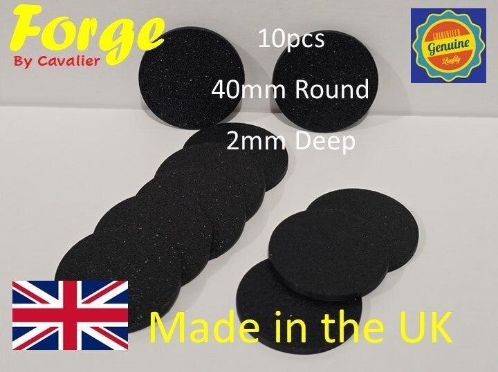 10pcs 40mm Round Small Miniature Model Bases 2mm Deep Thick Circular Base Black