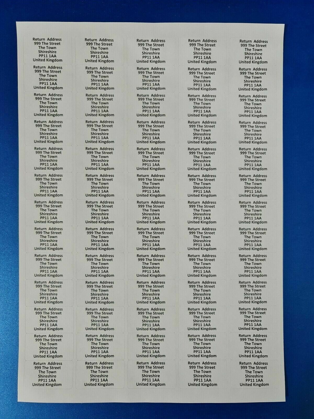 260 Small White Custom Personalised Self Adhesive Return Address Labels