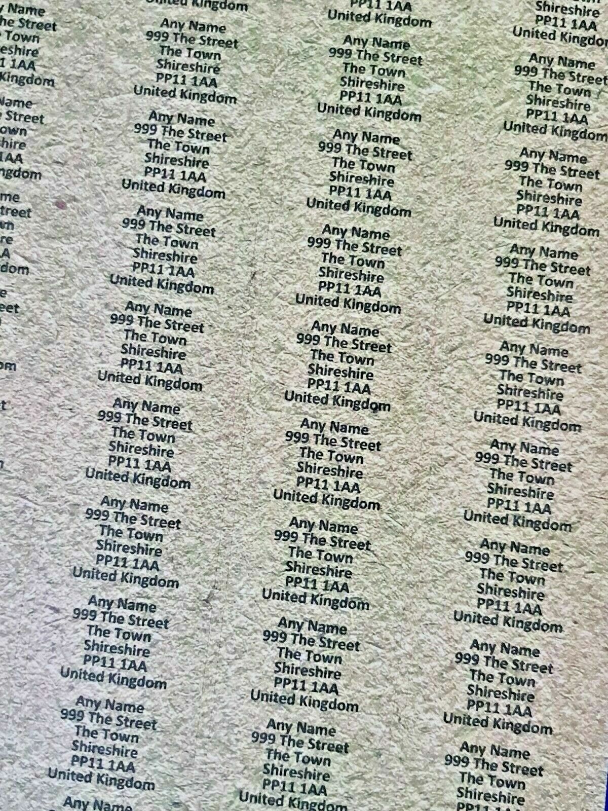 260 x Mini Chipboard Effect Personalised Name & Address Sticky Labels Stickers