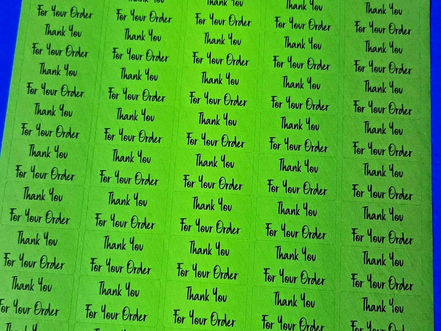 260 x Thank You for Your Order Labels Brushed Lime Green Matte Stickers