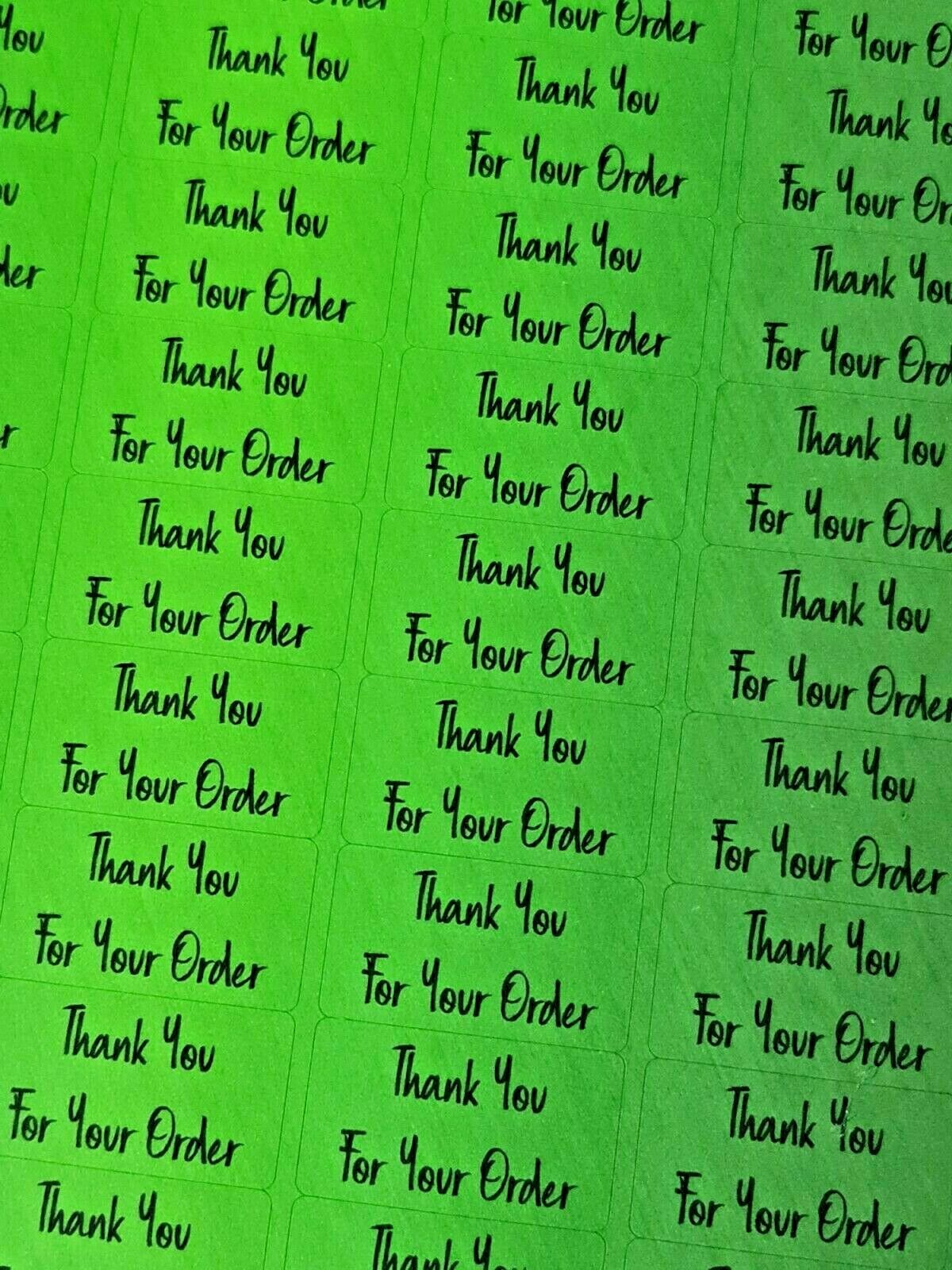 260 x Thank You for Your Order Labels Brushed Lime Green Matte Stickers