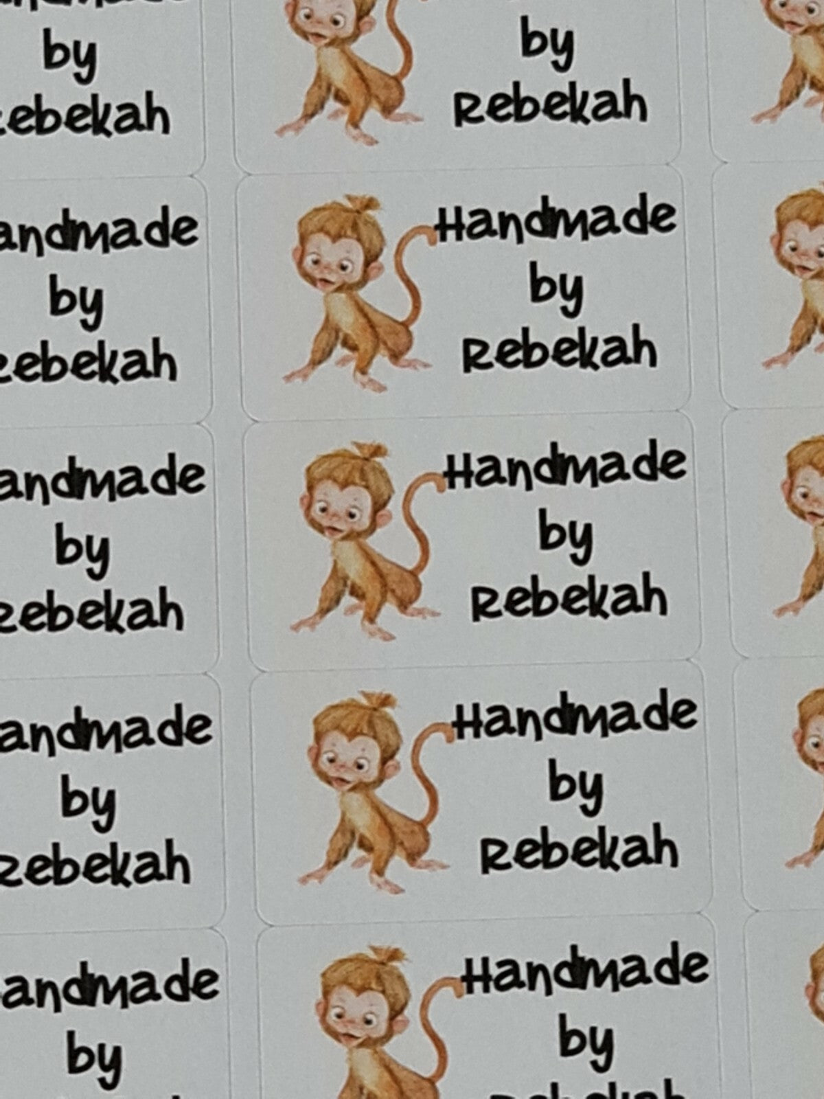 325 Cute Cheeky Monkey Personalised Self Adhesive Handmade by Labels Stickers