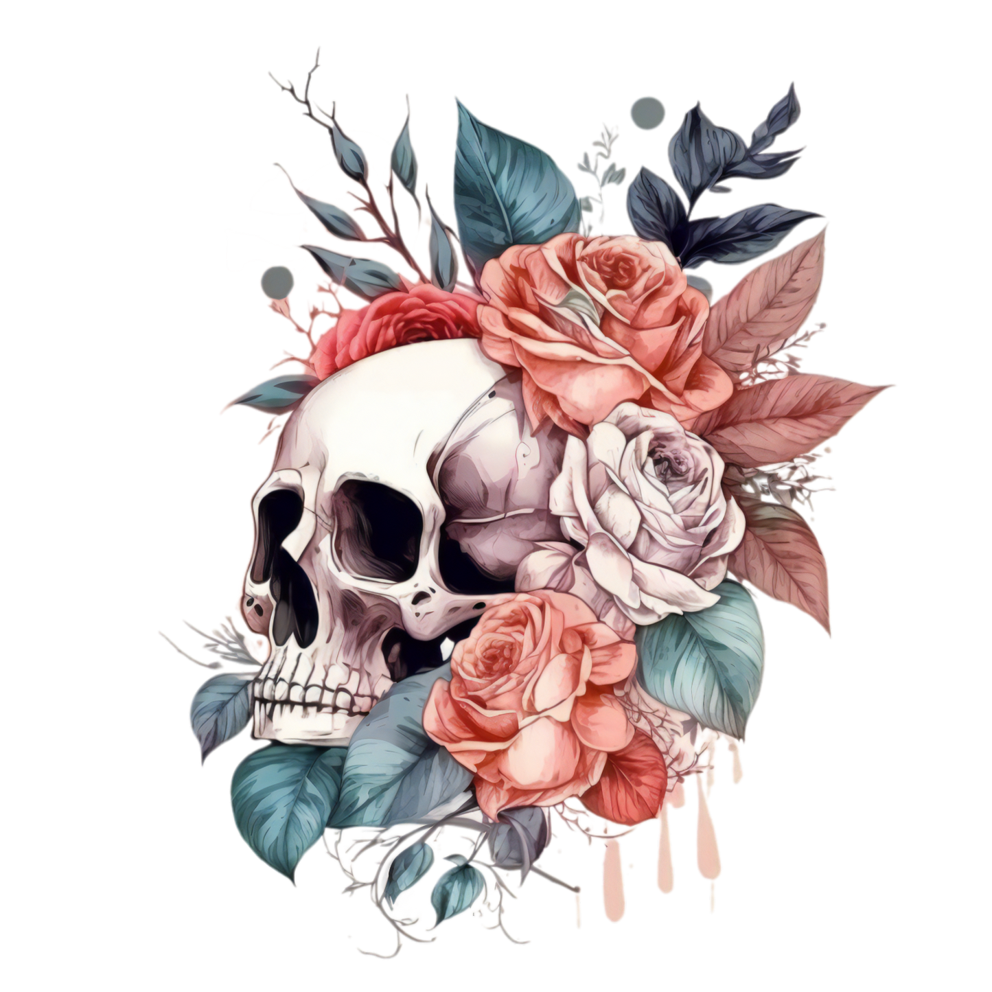 325 Floral Skull Gothic Personalised Self Adhesive Address Handmade by Labels