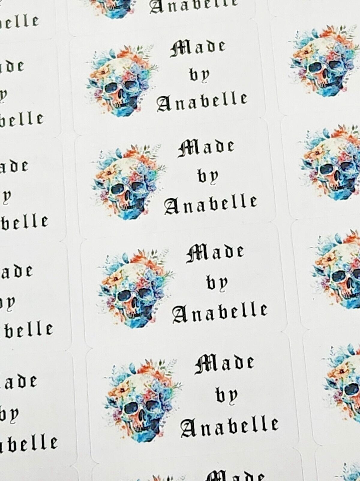 325 Floral Skull Gothic Personalised Self Adhesive Address Handmade by Labels