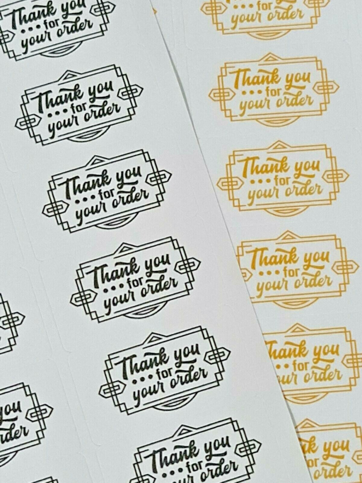 325 x Art Deco Style Thank You for Your Order Labels Matte Labels Stickers