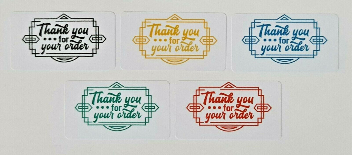 325 x Art Deco Style Thank You for Your Order Labels Matte Labels Stickers