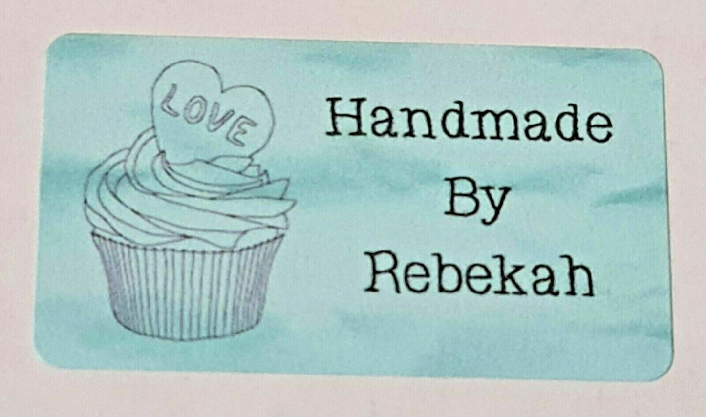 325 x Hand Made by Craft Labels Cupcake on Blue Marble Matte Labels Stickers LQ2