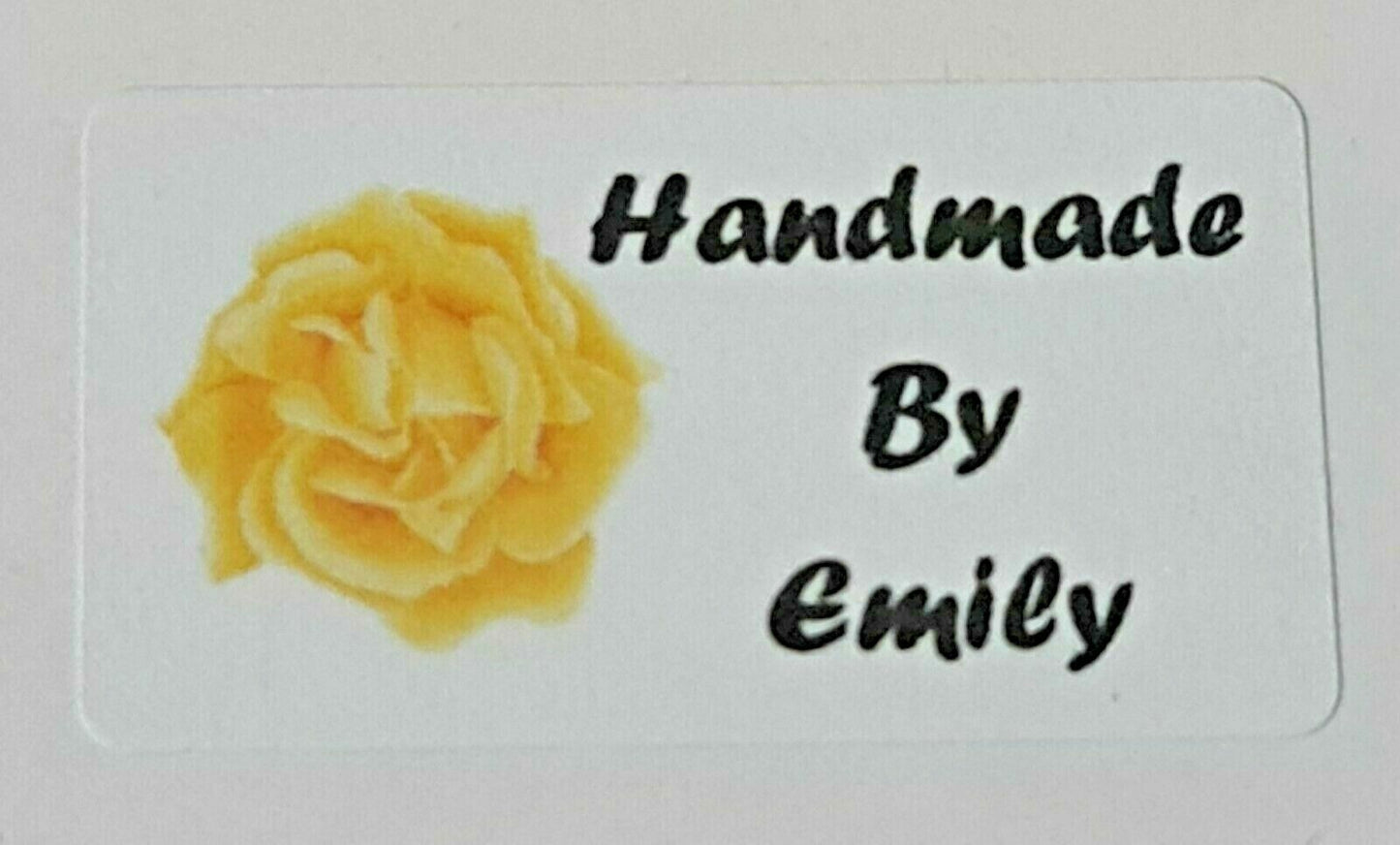 325 x Hand Made by Craft Labels Yellow Flower on White Matte Labels Stickers LQ4
