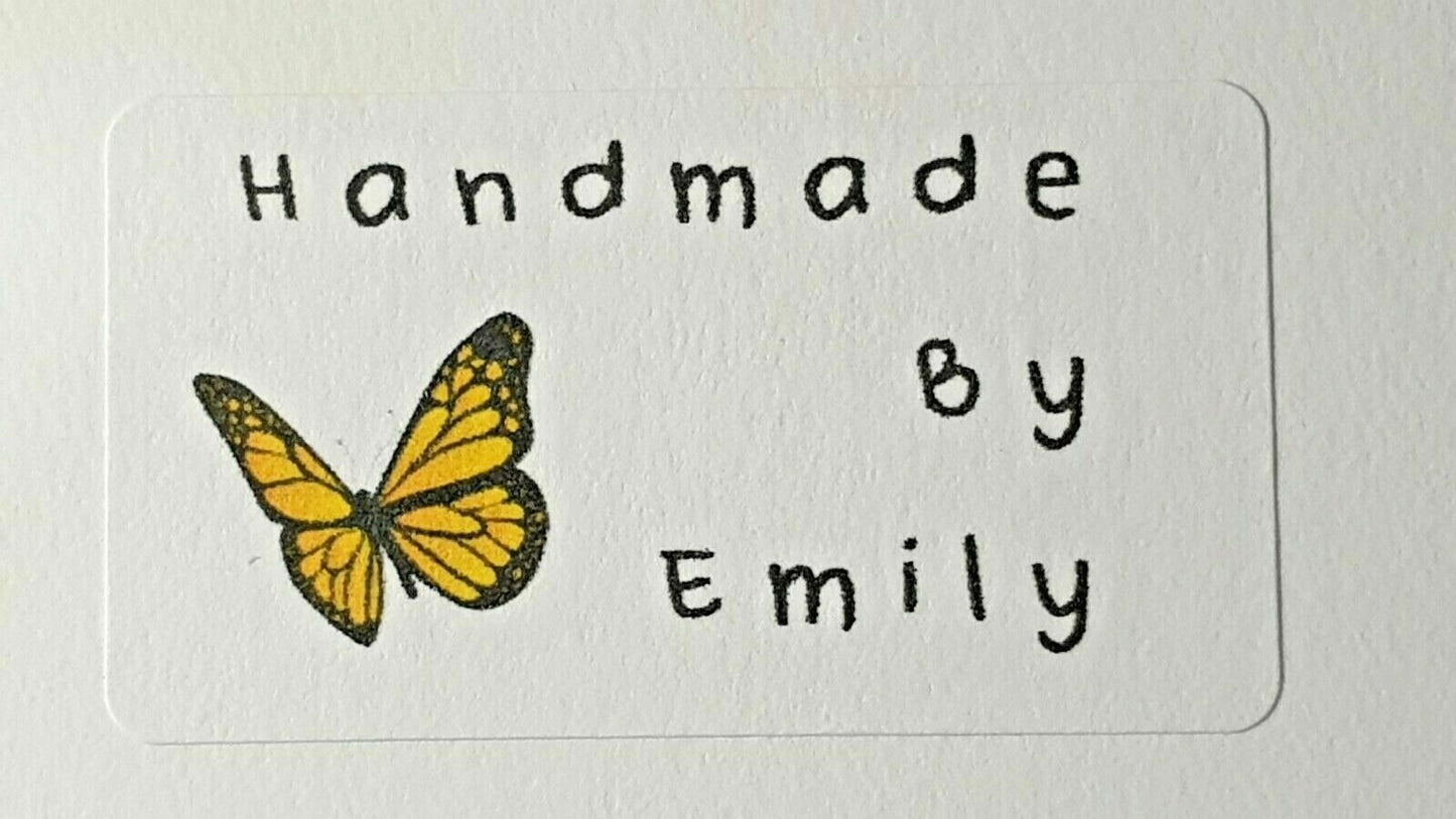 325 x Hand Made Handmade by Craft Labels Yellow Butterfly Matte Labels Stickers