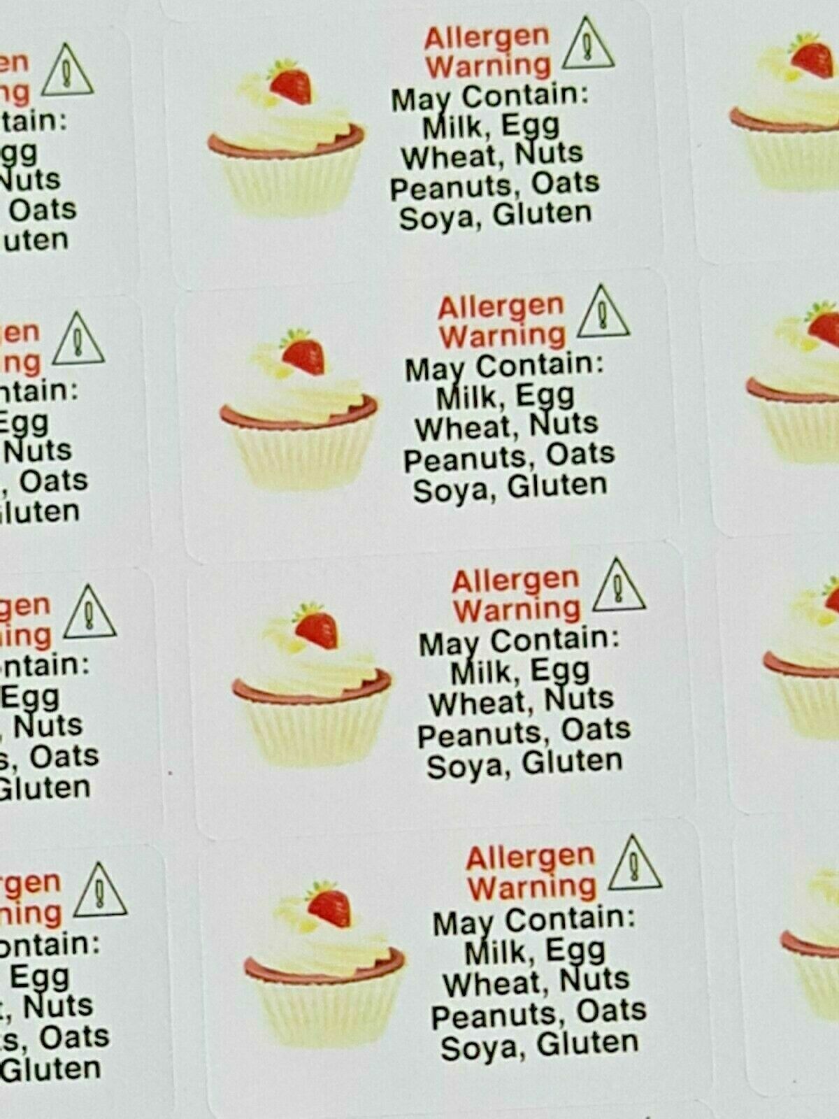 325 x Small Cupcake Allergy Allergen Advice Warning Stickers Sticky Labels