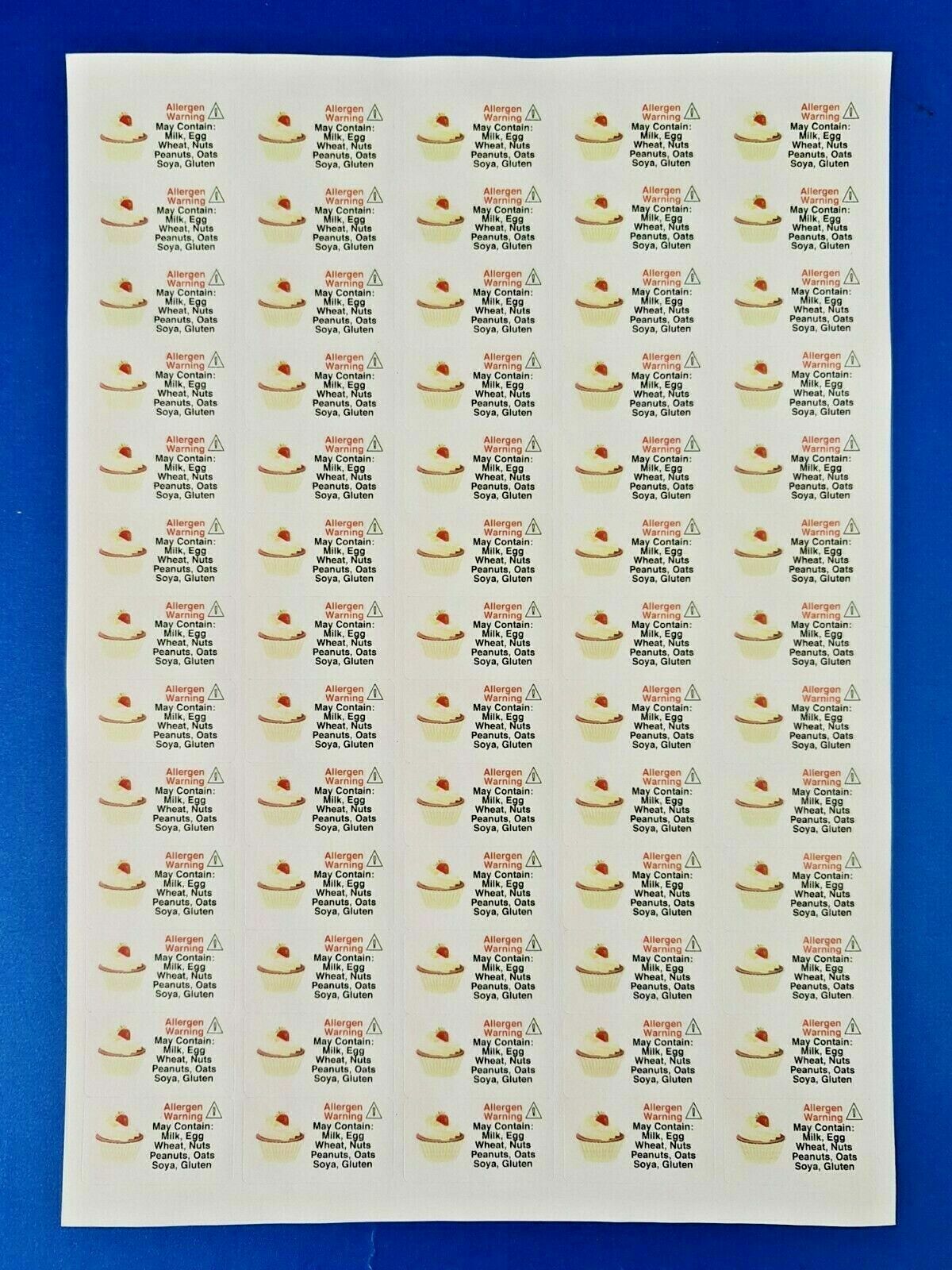 325 x Small Cupcake Allergy Allergen Advice Warning Stickers Sticky Labels
