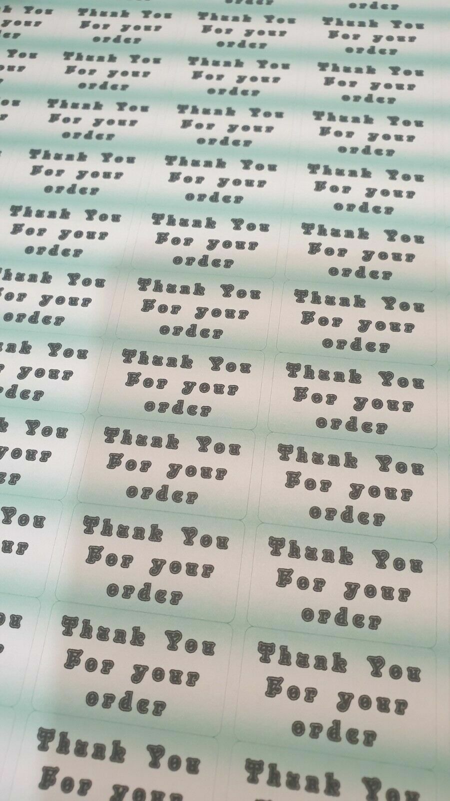 325 x Thank You for Your Order Labels Art Deco Mint Green Matte Labels Stickers
