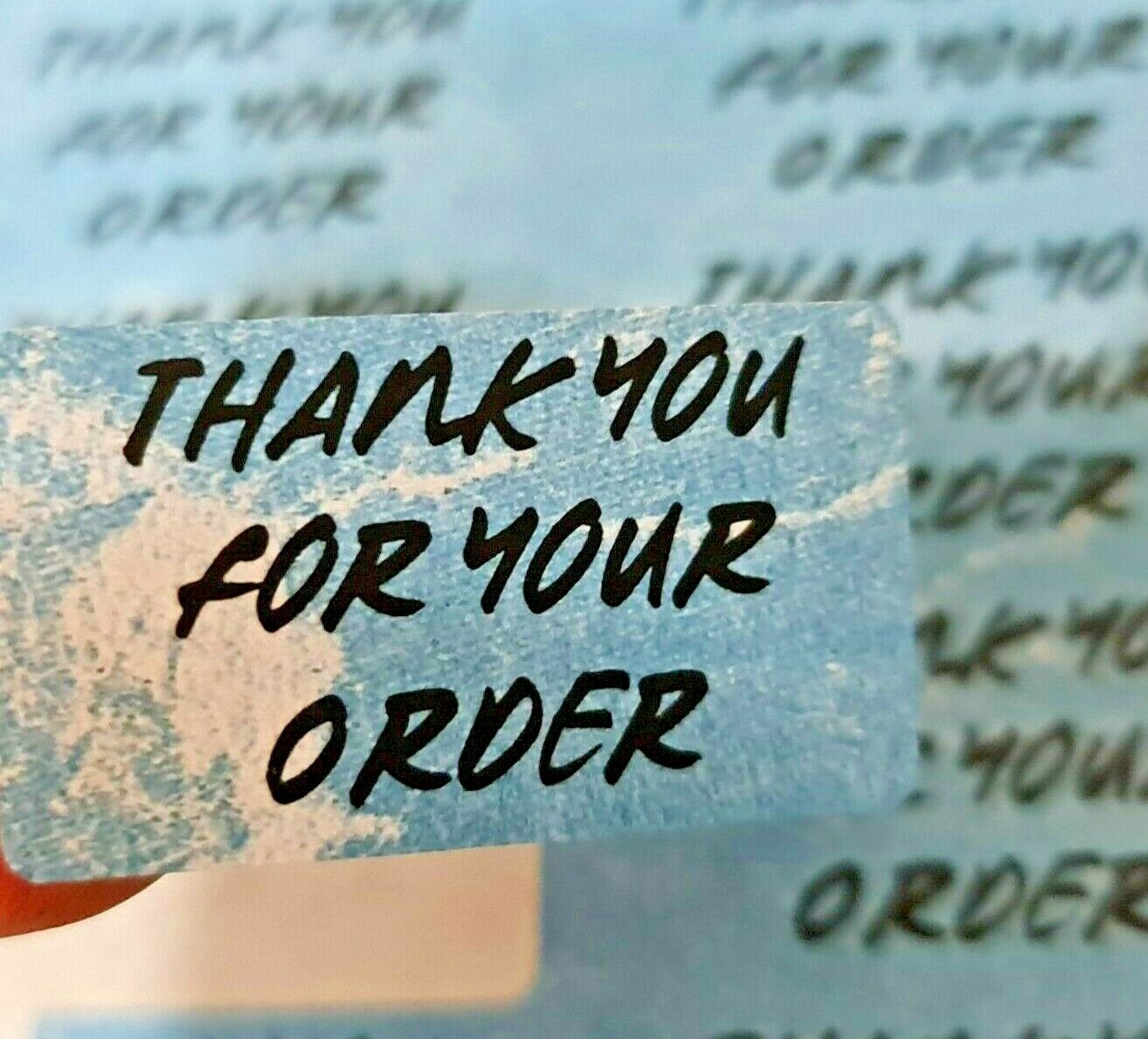 325 x Thank You for Your Order Labels Blue Vintage Style Matte Labels Stickers