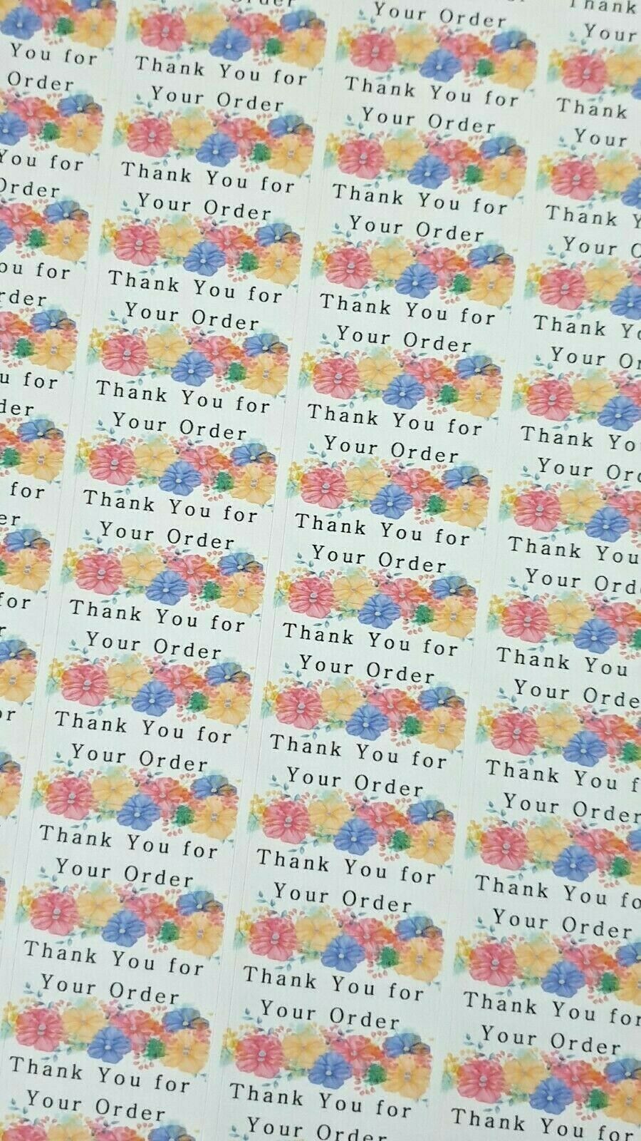 325 x Thank You for Your Order Labels Flowers Floral Matte Labels Stickers