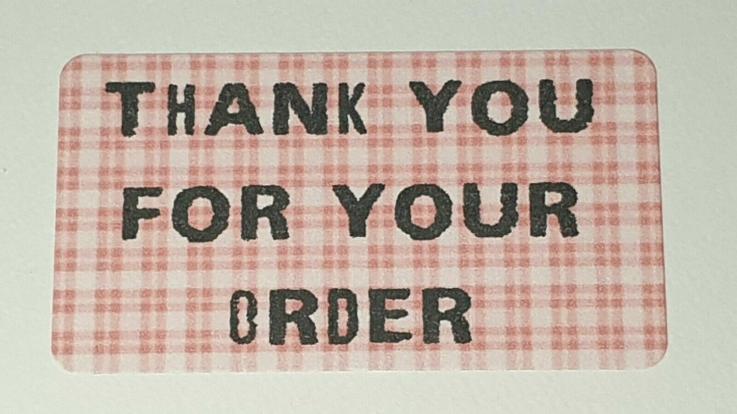 325 x Thank You for Your Order Labels Red Gingham Check Matte Labels Stickers