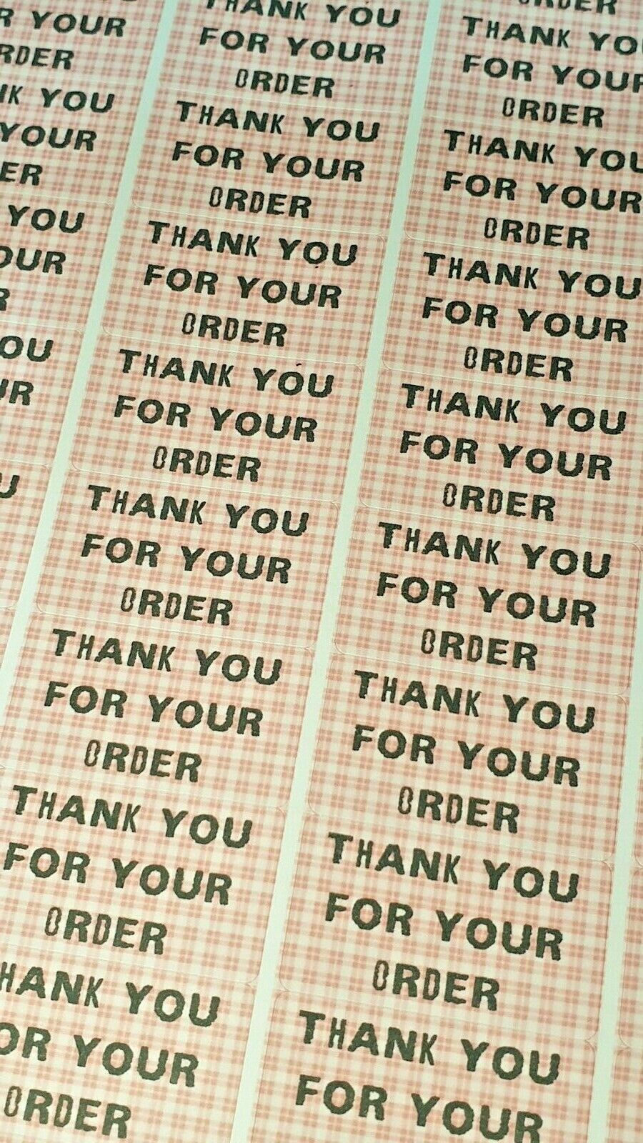 325 x Thank You for Your Order Labels Red Gingham Check Matte Labels Stickers