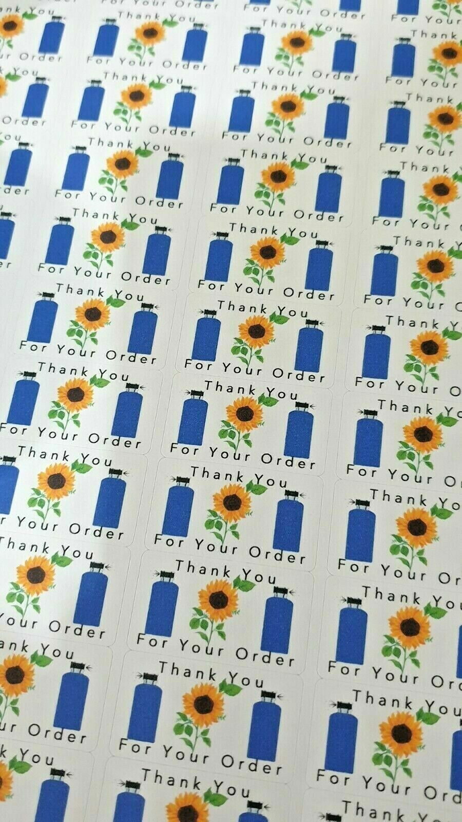 325 x Thank You for Your Order Labels Spray Bottle & Sunflower Avon Bodyshop