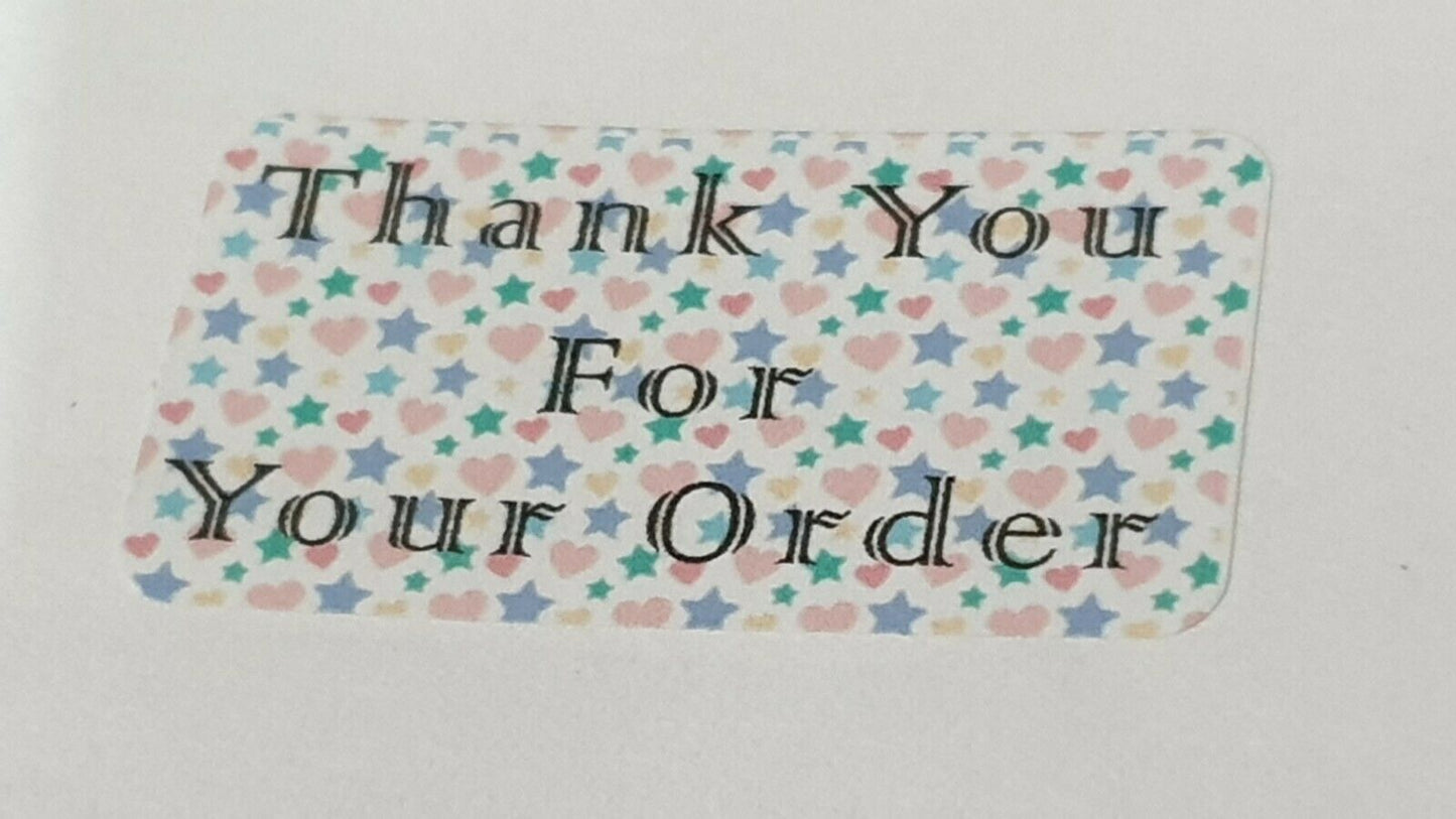 325 x Thank You for Your Order Labels Stars & Love Hearts Matte Labels Stickers