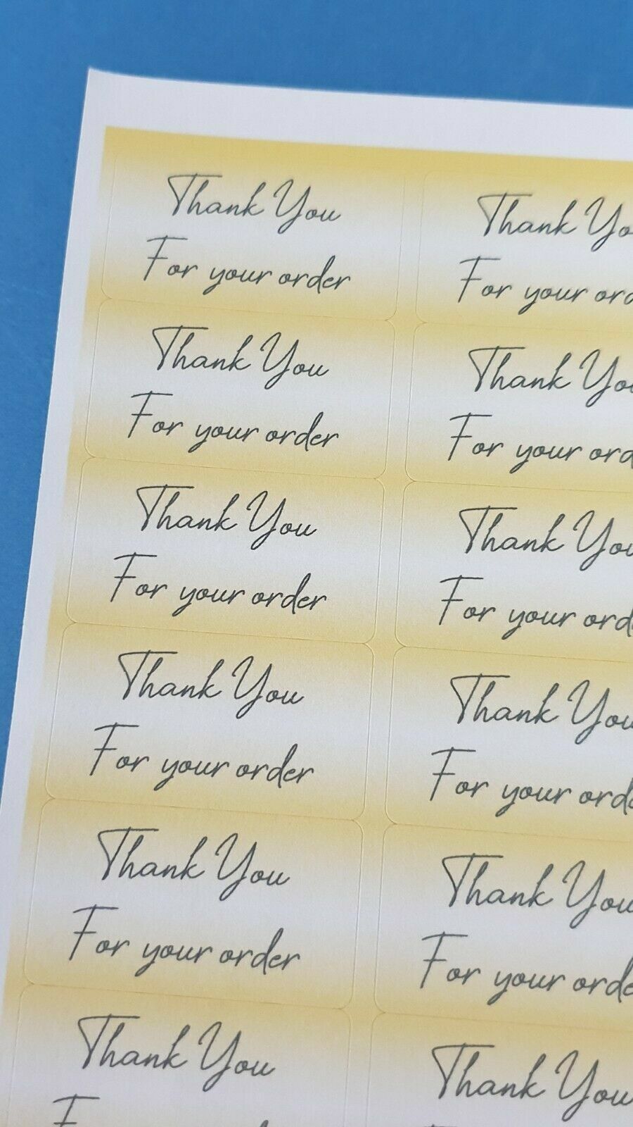 325 x Thank You for Your Order Labels Summer Yellow Matte Labels Stickers