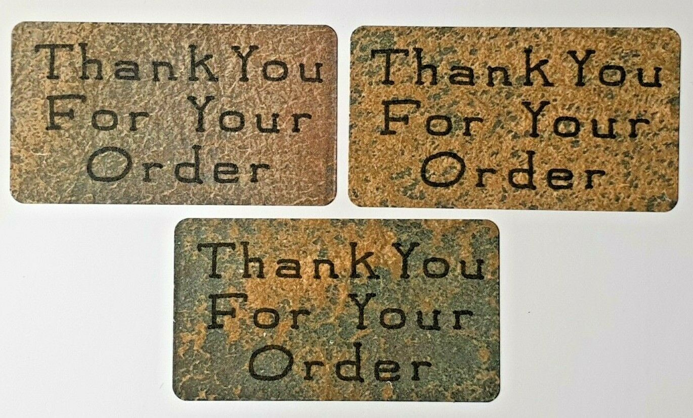 325 x Thank You for Your Order Labels Vintage Brown Leather Look Labels Stickers
