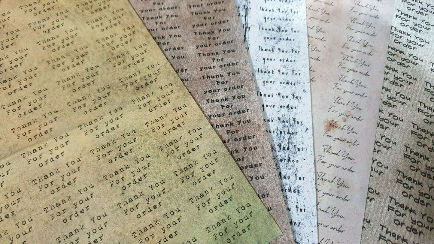 325 x Thank You for Your Order Labels Vintage Papers Matte Labels Stickers