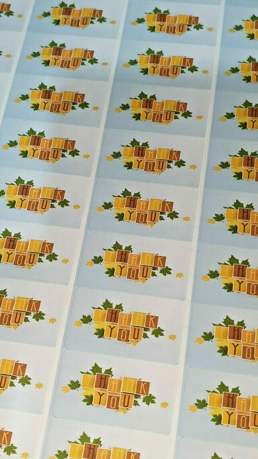 325 x Thank You Sticky Labels Autumn Fall Leaves Matte Labels Stickers T4