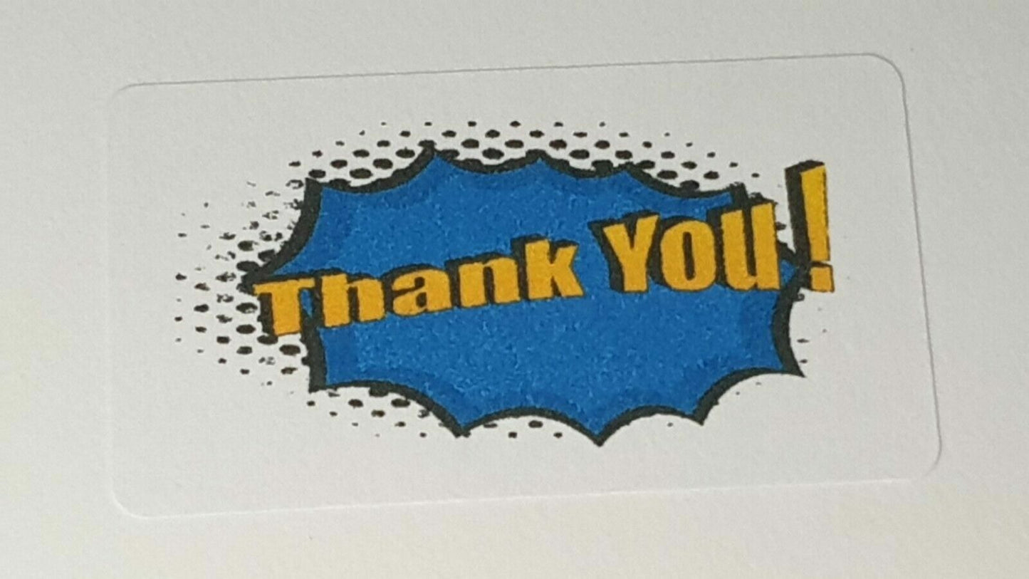 325 x Thank You Sticky Labels Pow Blue Bubble Matte Labels Stickers T3