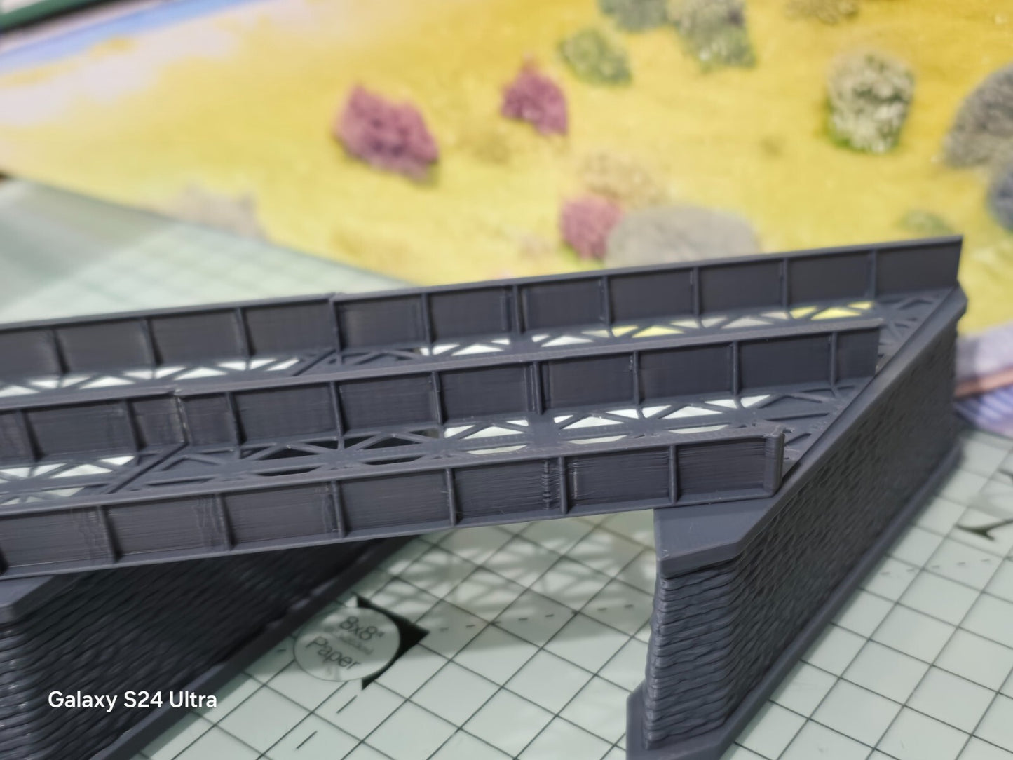 Z Gauge 45 deg Double Track Iron Girder Bridge Model Railway Layout 1:220 Scale