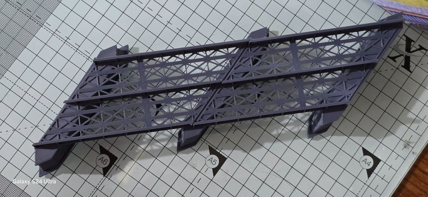 Z Gauge 45 deg Double Track Iron Girder Bridge Model Railway Layout 1:220 Scale