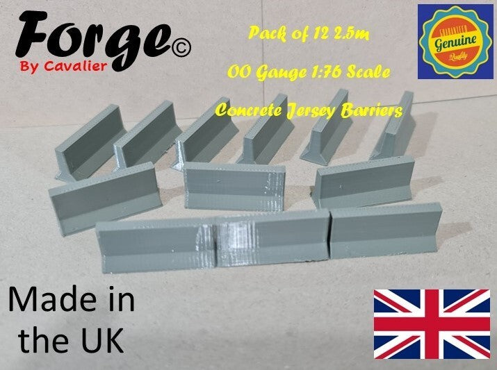 New 12 x Concrete Jersey Barriers OO Gauge 1:76 Scale Models Train Railway