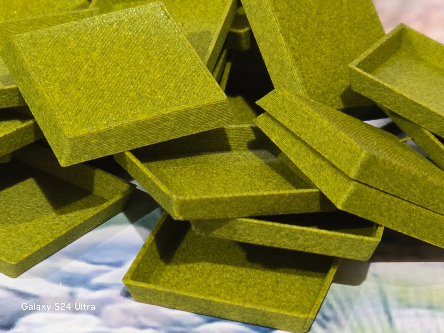 Wargaming Bases 25mm Square Moss Green PLA Plastic for War Gaming Tabletop Games