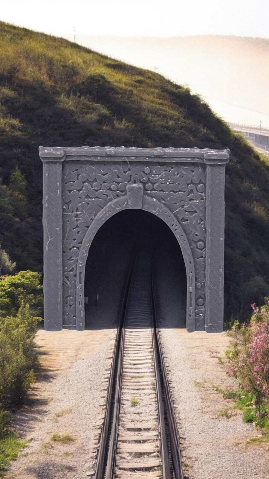 T Gauge Tunnel Single Track Stone Portal Model Railway Train Layout 1:450 Scale