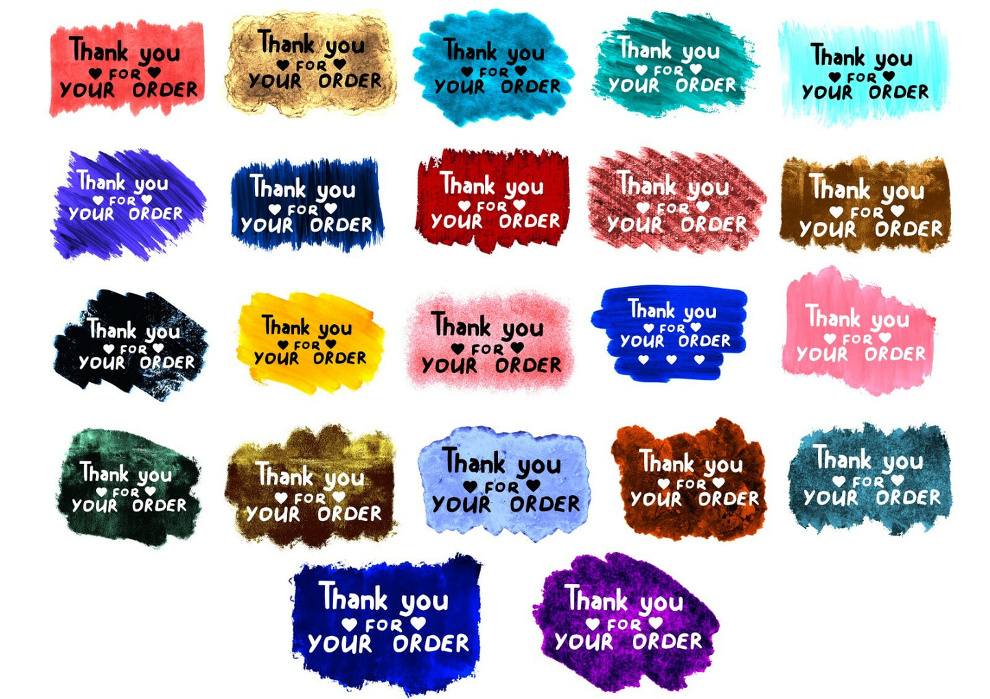 325 x Brush Stroke Style Thank You for Your Order Labels Matte Labels Stickers