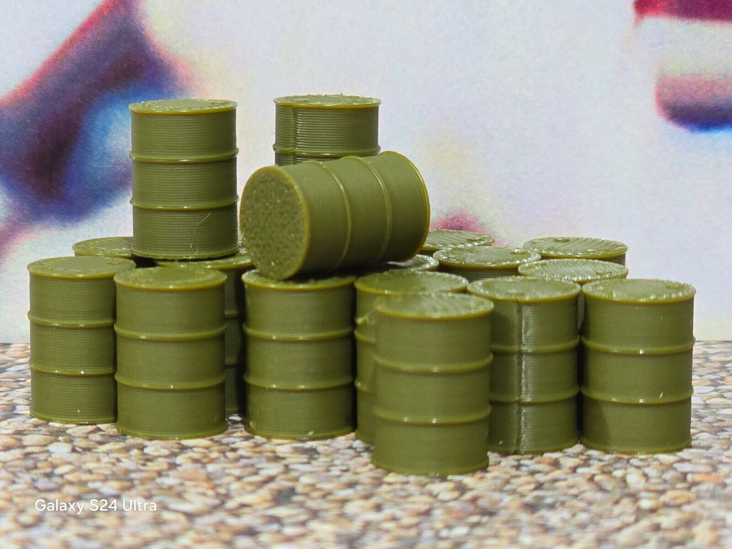 New Army Green Oil Drum Barrels OO Gauge 1:76 Scale Models Train Railway 20 Pack