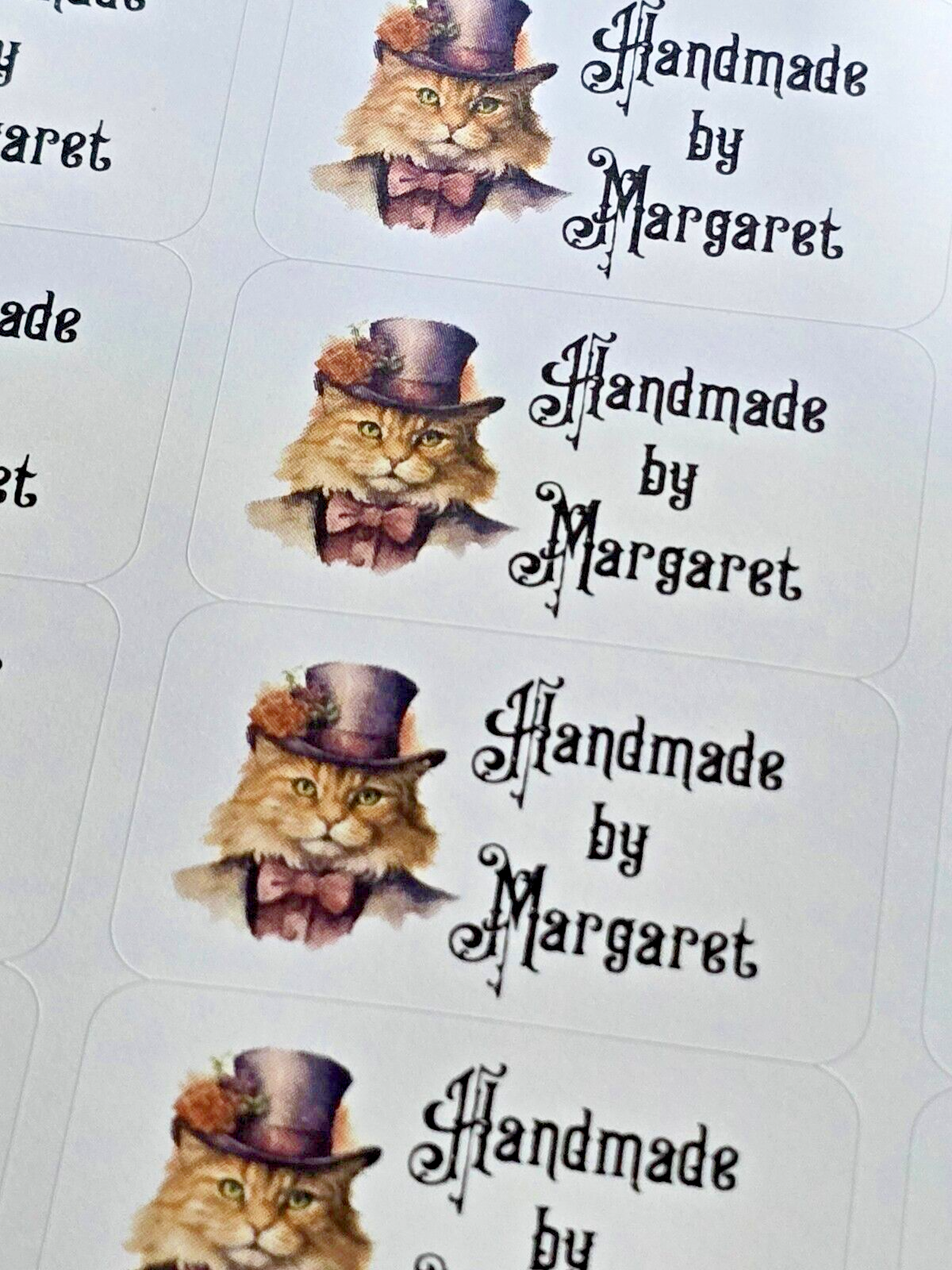 Victorian Cats Handmade by Labels Personalised Self Adhesive Address Stickers