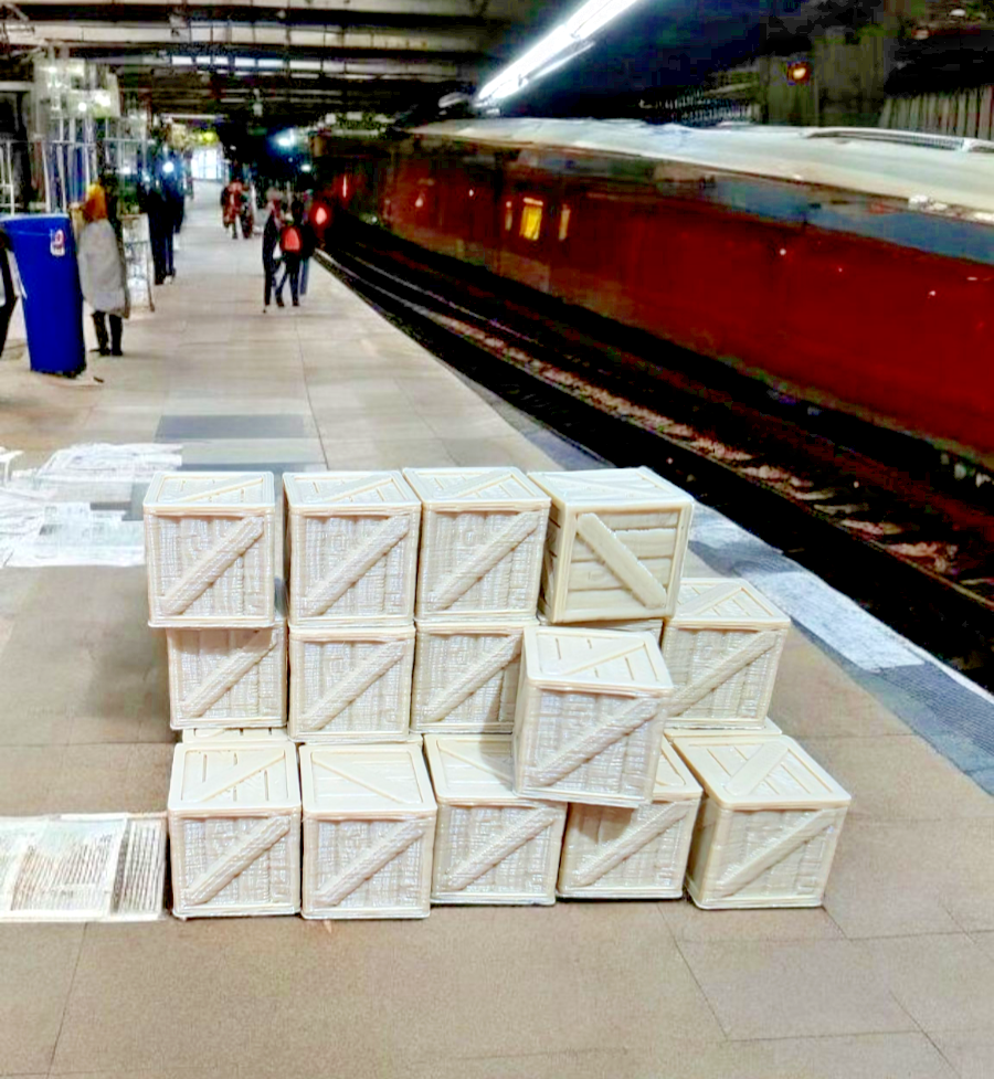 Wooden Crates 3ft Model Train Railway Station Freight New OO HO Gauge 20 Pack