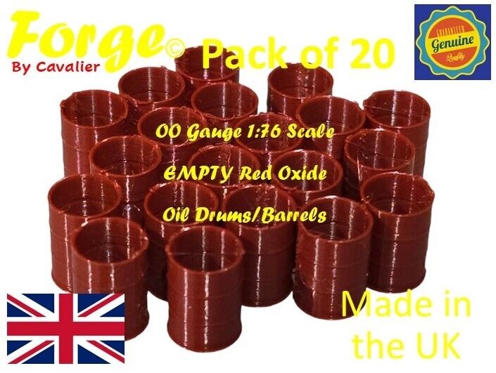 Oil Drum Barrels OO Gauge EMPTY Red Oxide 1:76 Scale Models Railway 20 Pack