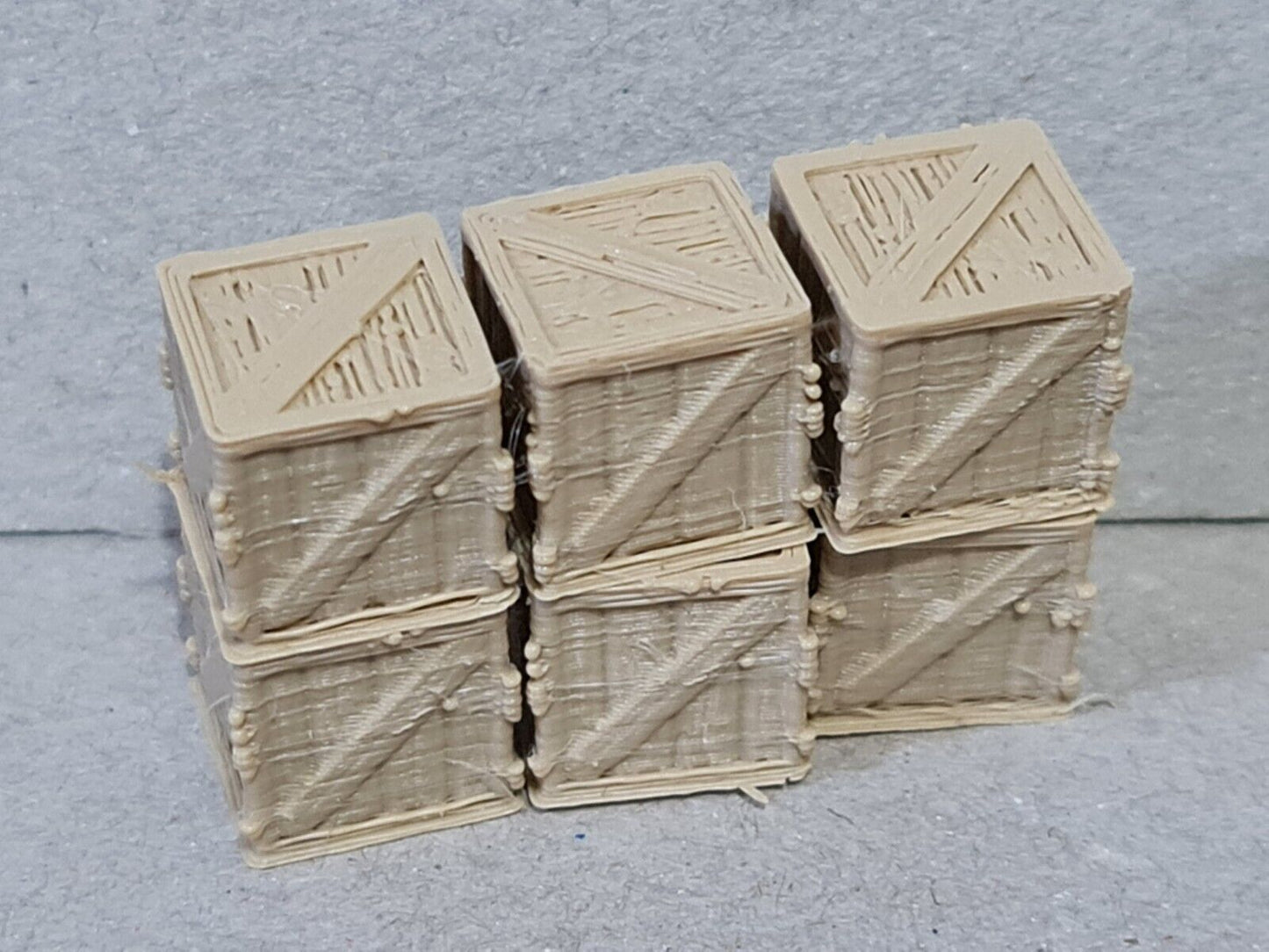 New OO HO Gauge 6 Pack 3ft Wooden Crates Model Train Railway Station Freight