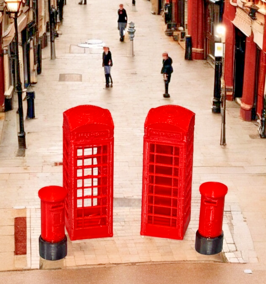 Telephone Box & Post Box 1:76 OO gauge Model Train Railway Diorama 2 of each
