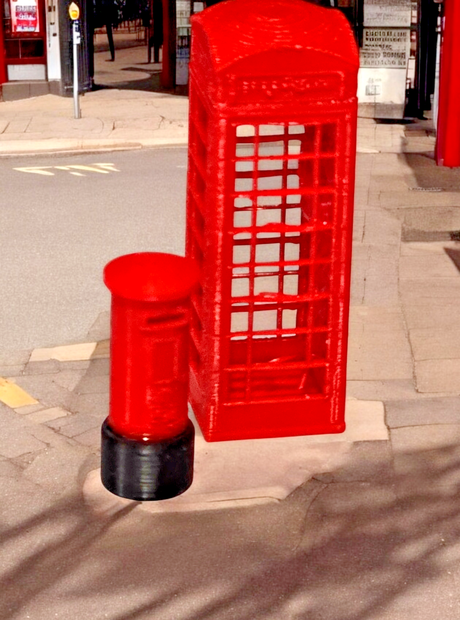Telephone Box & Post Box 1:76 OO gauge Model Train Railway Diorama 2 of each