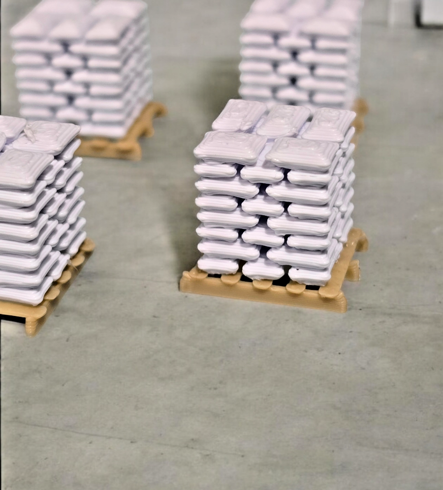 Pallets of white Sacks wood pallet OO Gauge 1:76 Scale Model Railway (6 Pack)