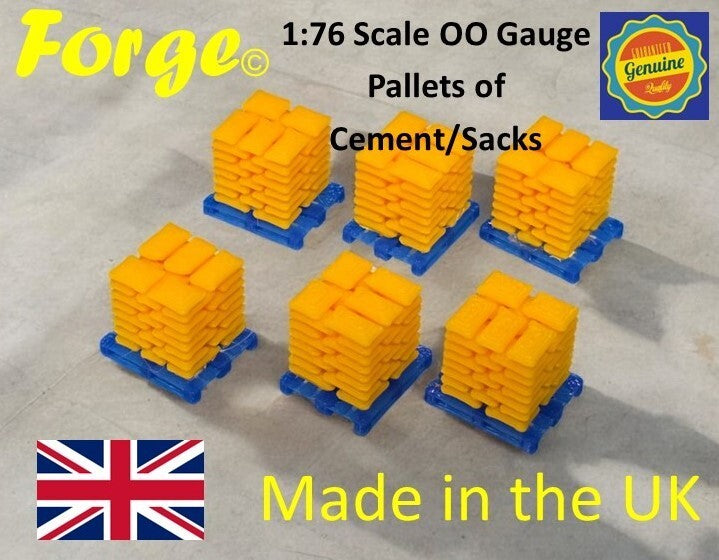 Pallets of Sacks Yellow Cement Chep OO Gauge 1:76 Scale Models Railway (6 Pack)