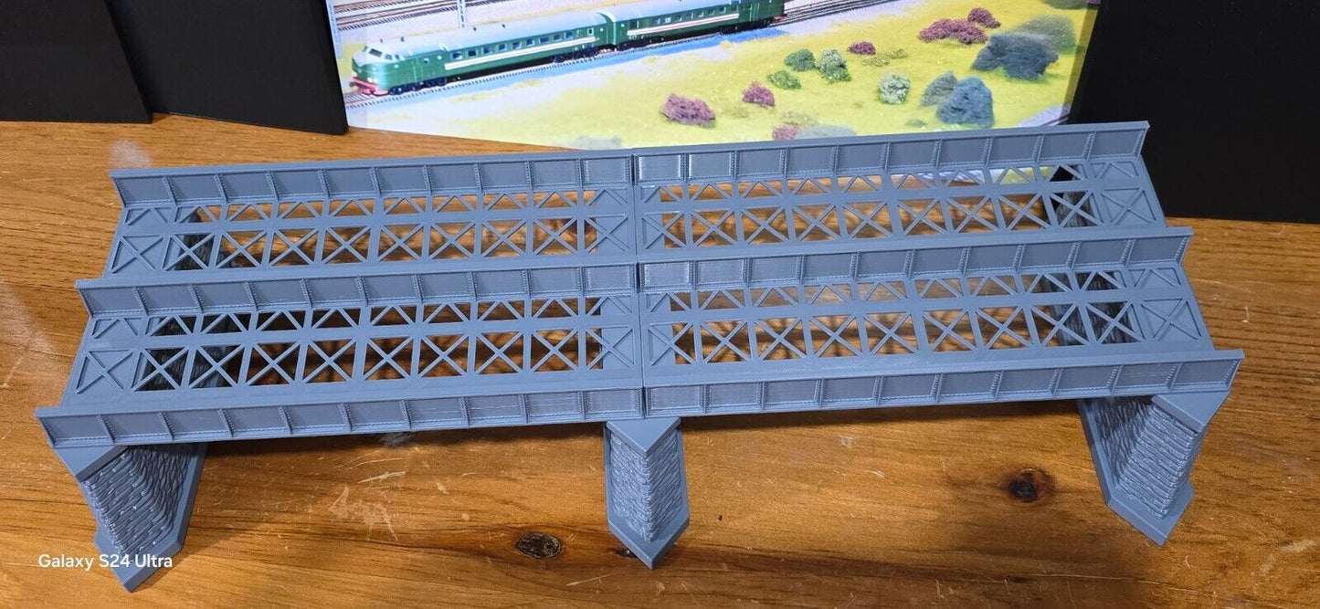 Iron Girder Bridge N Gauge Double Track Model Railway Train Layout 1:148 Scale