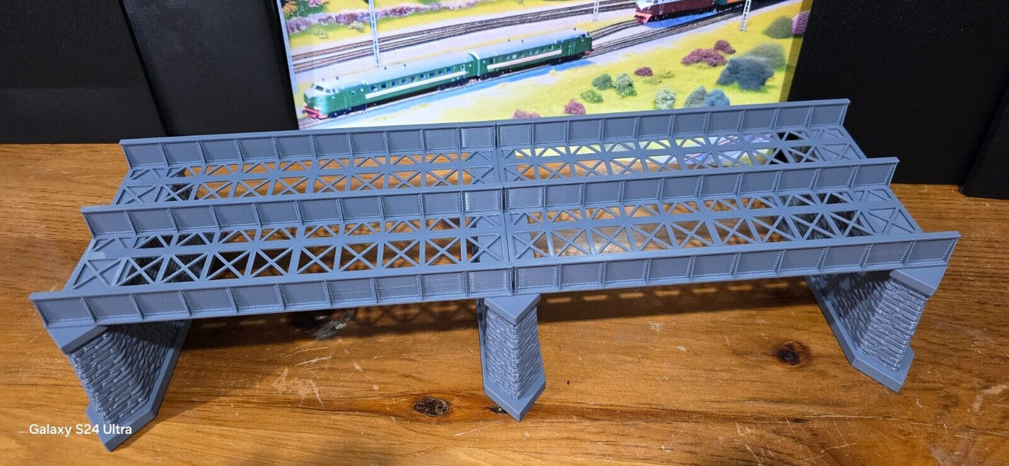 Iron Girder Bridge N Gauge Double Track Model Railway Train Layout 1:148 Scale