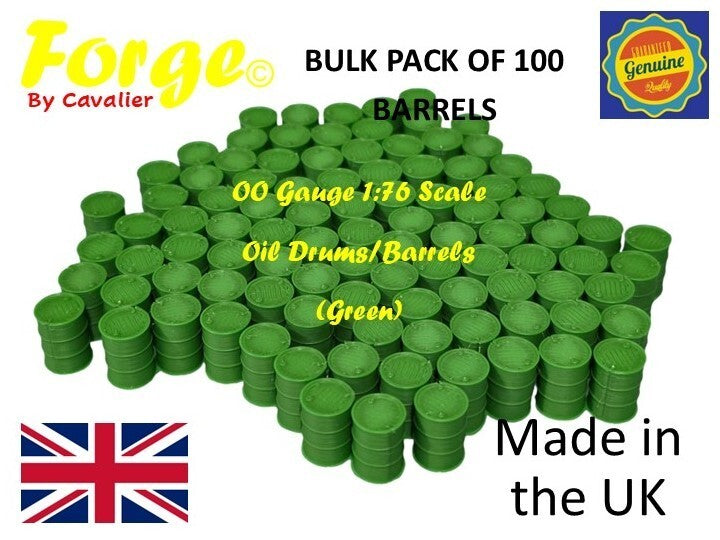 Oil Drum Barrels OO Gauge Green 1:76 Scale Models Train Railway 100 Pack