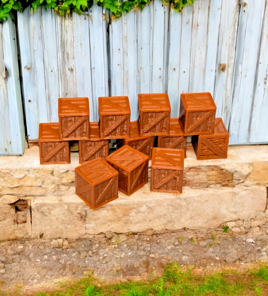 Wooden Crates 3ft Model Train Railway Station Freight New OO HO Gauge 12 Pack