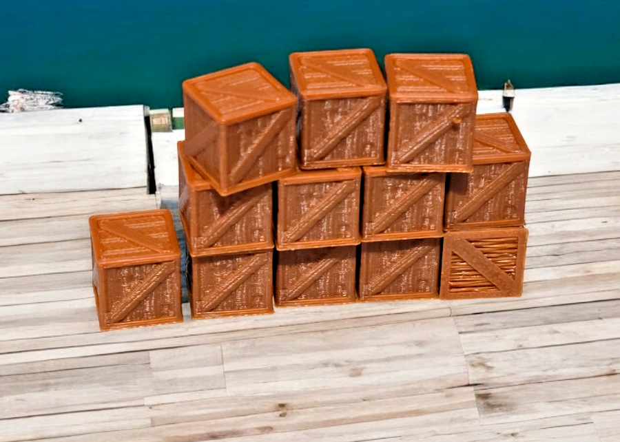Wooden Crates 3ft Model Train Railway Station Freight New OO HO Gauge 12 Pack