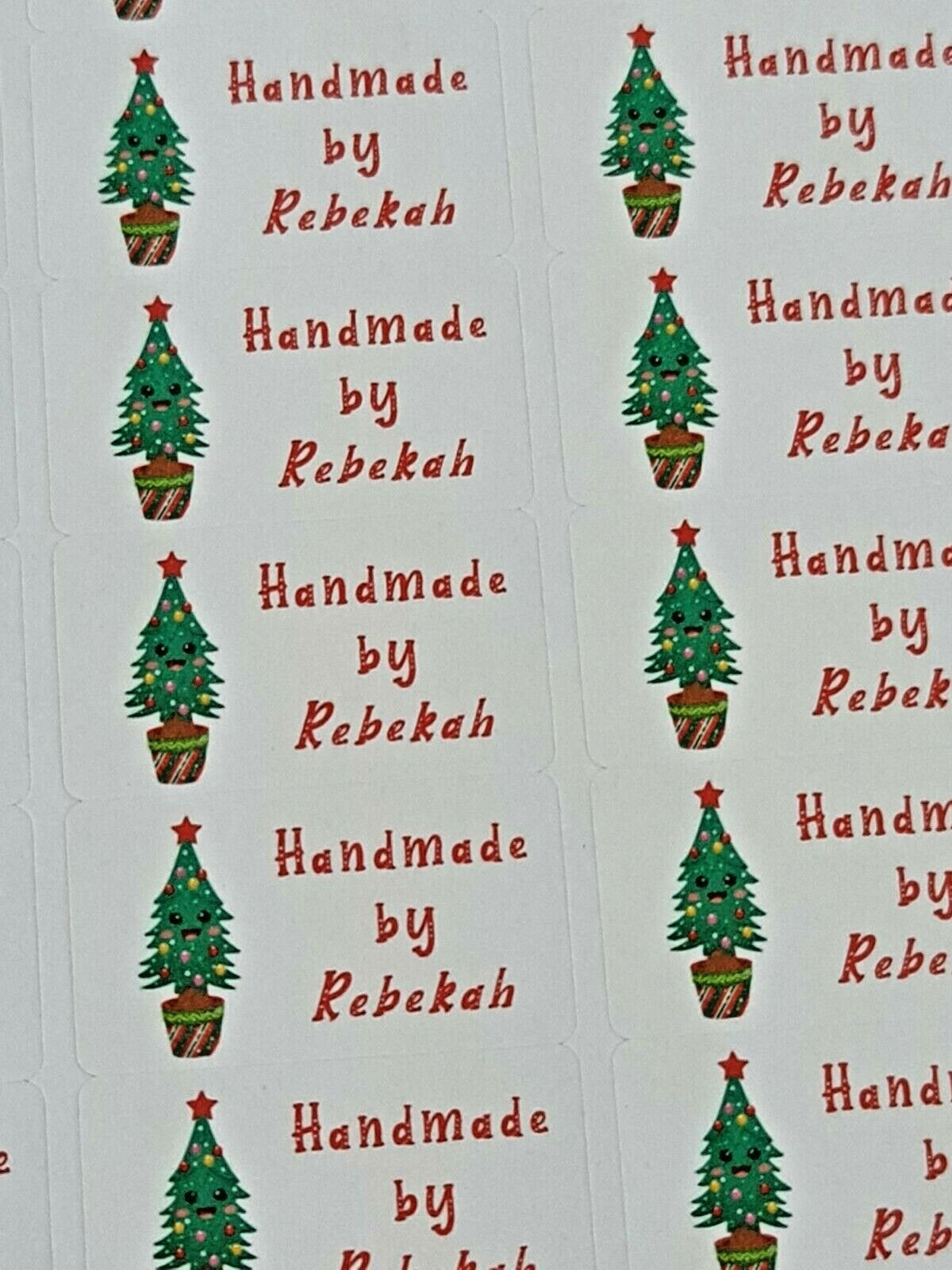 325 Cute Christmas Tree Personalised Self Adhesive Handmade by Labels Stickers