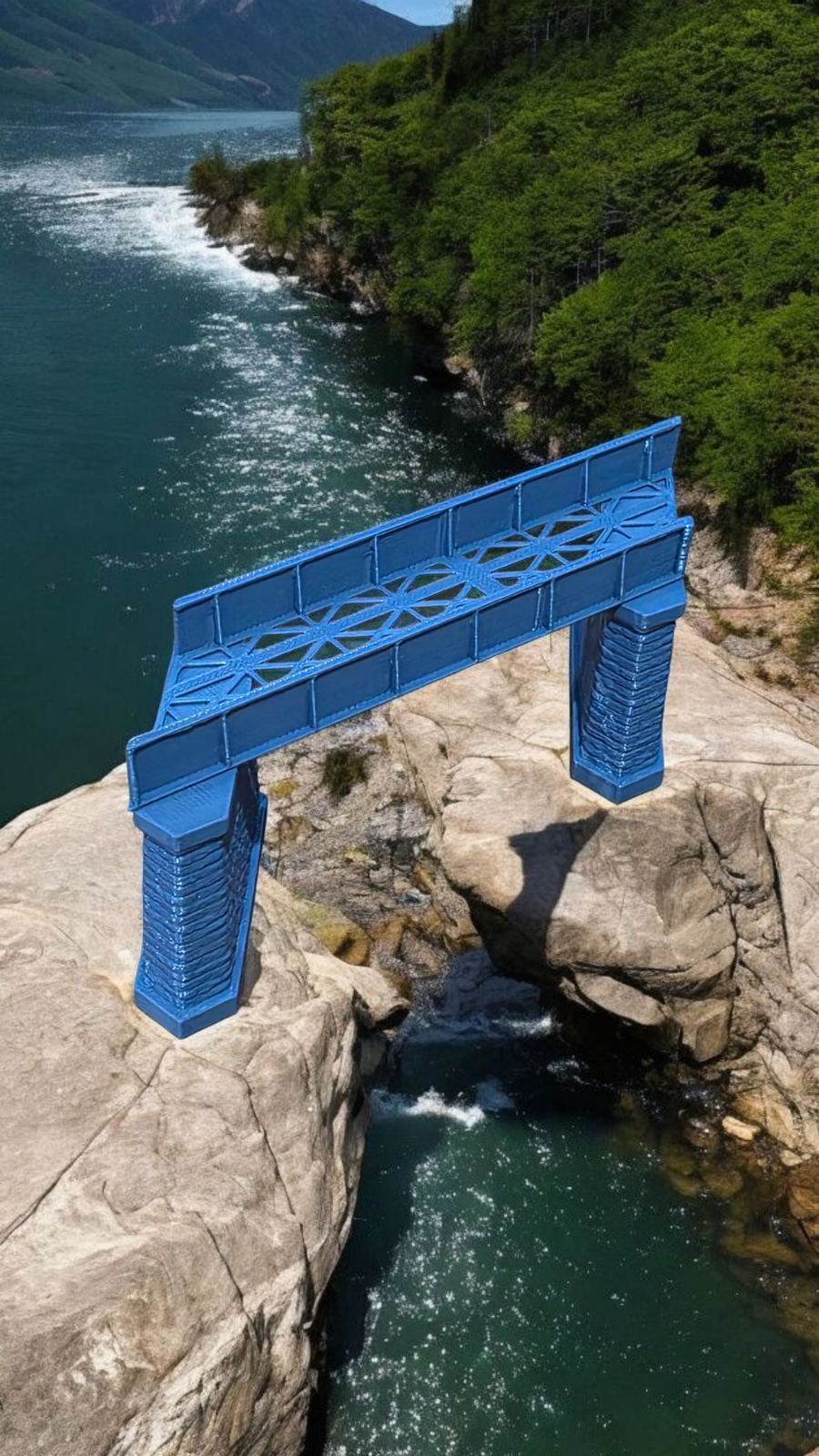 Z Gauge Right 45 deg single Track Iron Girder Bridge Model Railway 1:220 Scale