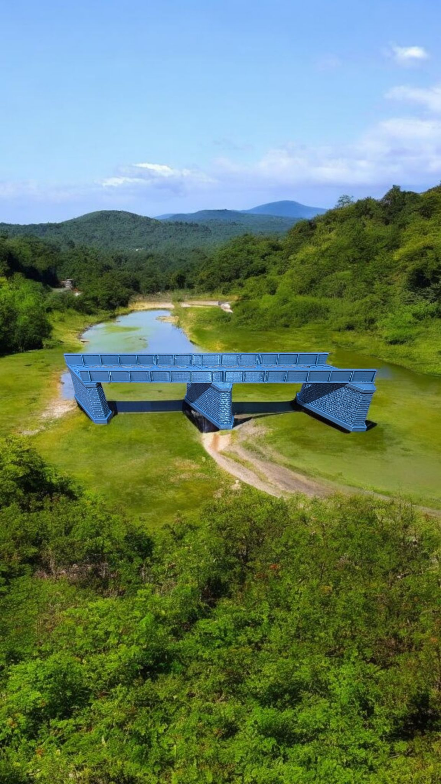 Z Gauge Left 45 deg single Track Iron Girder Bridge Model Railway 1:220 Scale